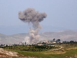 Smoke billows after reported shelling on the Syrian village of Qasabiye in the southern countryside of the jihadist-held Idlib province on May 1, 2019. (Anas AL-dyab / AFP)