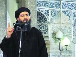 ISIS leader Abu Bakr al- Baghdadi, speaking in Mosul. (AFP)