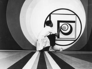 A student at the Casablanca Art School where Mohamed Melehi first made his name installing the students’ exhibition in the Fine Arts Gallery, Arab League Park in June 1968. (Twitter)