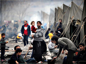 Syrian refugees' camp. (Nikolay Doychinov/AFP/Getty Images)