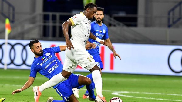Al Nasr's Joan Oumari (left) tries to tackle Shabab Al Ahli's Ahmed Khalil on Friday. - Supplied photo