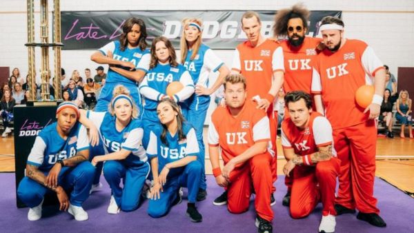 Comedian James Corden has assembled two stellar teams for a celebrity dodge ball game to air on an episode of "The Late Late Show" next week. Photo courtesy of CBS 