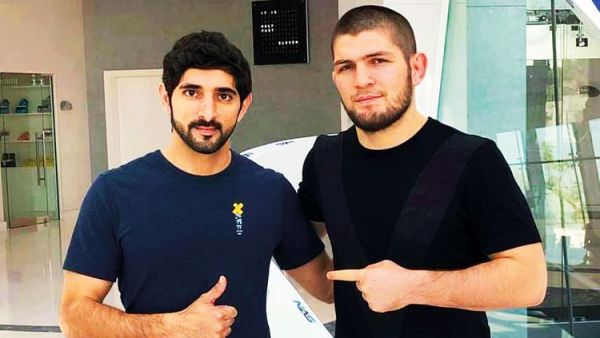 Sheikh Hamdan Bin Mohammed Bin Rashid Al Maktoum, Crown Prince of Dubai with UFC lightweight champion Khabib Nurmagomedov