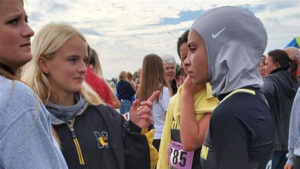 Noor Alexandria Abukaram was disqualified because she was wearing a hijab.