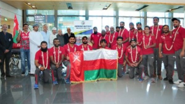  Triumpahnt Oman Cricket Team arrives to a warm welcome at Muscat International Airport on Friday after qualifying for ICC T20 World Cup