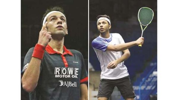  After missing out on two world titles in Doha, Mohamed ElShorbagy is keen to make amends this time. At right, Qatar hope Abdulla al-Tamimi.