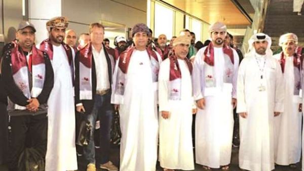  Oman delegation headed by Sheikh Salim bin Saeed al-Wahaibi, President of the Oman Football Association, at the Hamad International Airport yesterday