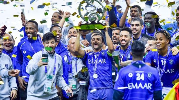 Al Hilal players celebrate winning the Asian Champions League last month. (Photo: SPA)