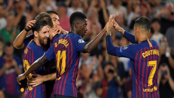 صورة أرشيفية لكوتينيو وديمبيلي وميسي