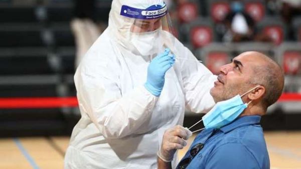 Al Sailiya coach Sami Trabelsi undergoes Covid-19 testing at the Ali Bin Hamad Al Attiyah Stadium yesterday (Photo: Gulf Times)