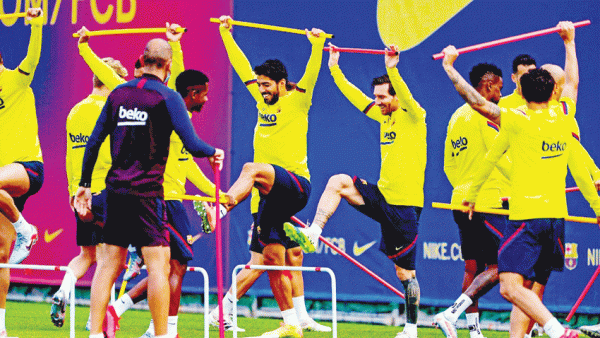 جانب من تدريبات برشلونة