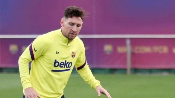 ميسي خلال التدريبات