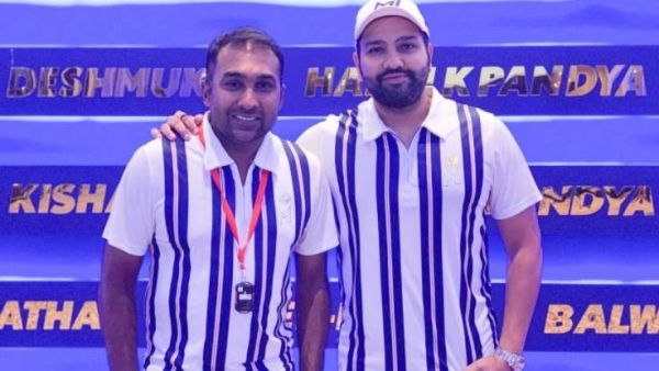 Mumbai Indians captain Rohit Sharma and head coach Mahela Jayawardene before attending the virtual press conference. (MI Twitter)