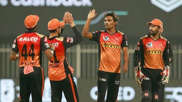 Sandeep Sharma celebrates the dismissal of Devdutt Padikkal with his teammates during the IPL match against Royal Challengers Bangalore. (Photo: IPL)