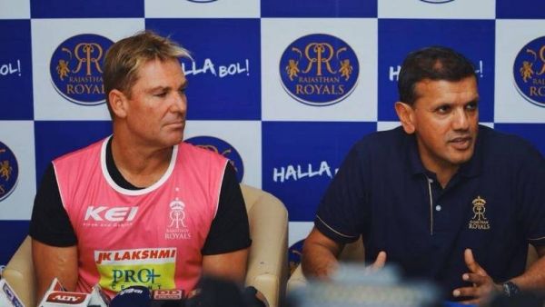 Manoj Badale, the lead owner of the Rajasthan Royals, with the team's mentor and brand ambassador Shane Warne. (RR Twitter)
