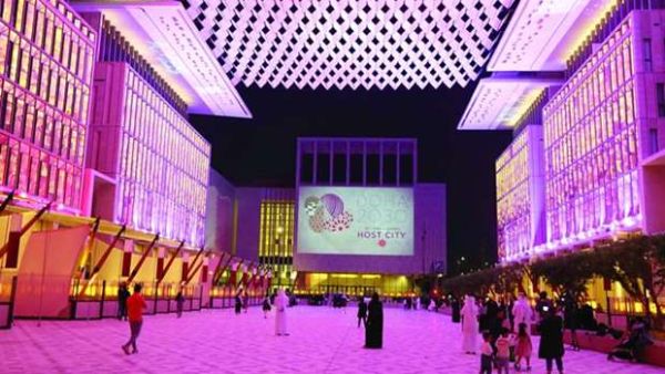 At Msheireb Downtown, a video being displayed on the building of Gelato at Mandarin Oriental Doha at Barahat Msheireb Wednesday after Doha won the vote to host 2030 Asian Games. (Photo: Jayan Orma)