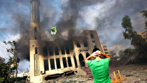 One of the Gaza mosques blown up by Israeli jets in 2014 (AFP Photo File)