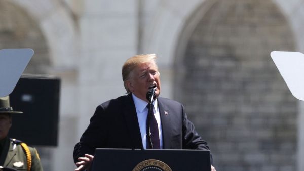 U.S. President Donald Trump speaks during the 38th Annual National Peace Officers Memorial Service at the west front of the Capitol May 15, 2019 in Washington, DC. (AFP)