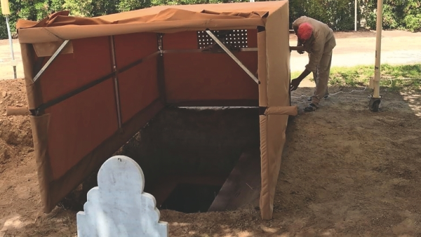 Tents set to be used in burying women in Abu Dhabi. (Khaleej Times)