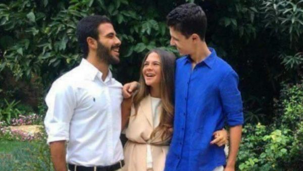 Bashar al-Assad's son Hafez (right) reportedly visited Chawkat (center) in London. (Twitter)