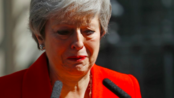 Theresa May after her resignation speech (AFP)