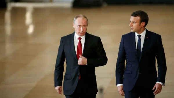 The Kremlin Russian President Vladimir Putin and French leader Emmanuel Macron. (AFP/ File Photo)