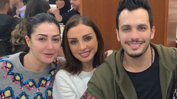Ghada met with Angham and her husband Ahmed Ibrahim after the recording of "Hadootet Mara" series soundtrack