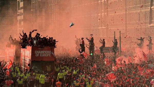 The celebrations are set to continue long into the night after a momentous day for the city with Champions League balloons floating in the red mist. (AFP/ File Photo)