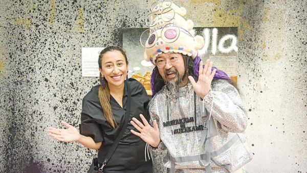 Japanese artist Takashi Murakami with RCU’s Nora Al-Dabal. (Photo/Supplied)