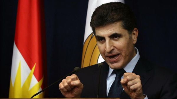 Iraqi Kurdish new president Nechirvan Barzani speaks during a press conference in Erbil. (Safin Hamed / AFP)