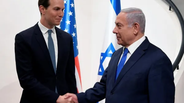 US presidential adviser Jared Kushner shakes hands with Israeli Prime Minister Benjamin Netanyahu in Jerusalem on 30 May. (AFP/ File Photo)