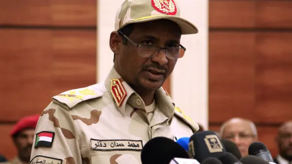 Sudanese deputy chief of the ruling miliary council Mohamed Hamdan Dagalo delivers a speech after inking an agreement with protest leaders in Khartoum early on July 17, 2019. (AFP/ File Photo)