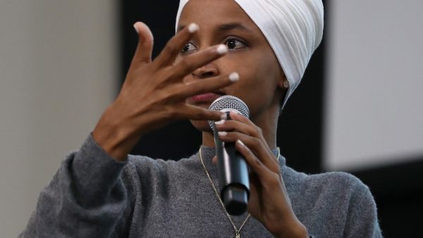 Rep. Ilhan Omar (D-MN) participates in a panel discussion during the Muslim Collective For Equitable Democracy Conference and Presidential Forum at the The National Housing Center July 23, 2019. (AFP/ File Photo)