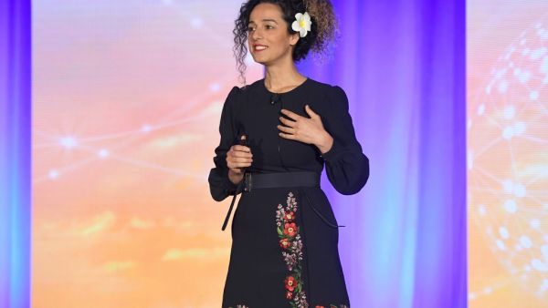 Masih Alinejad speaks onstage during the WICT Leadership Conference at New York Marriott Marquis Hotel on 16 October 2018 in New York City. (Getty Images/AFP)