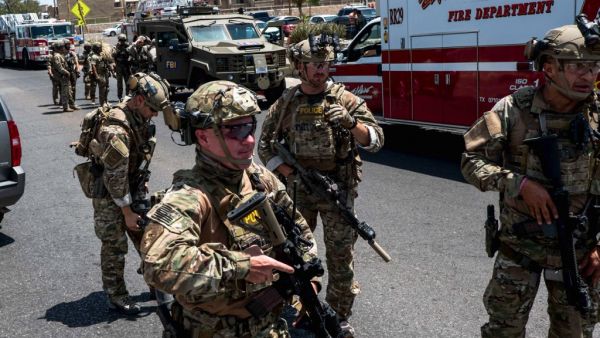 Law enforcement agencies respond to an active shooter at a Wal-Mart near Cielo Vista Mall in El Paso, Texas (AFP)