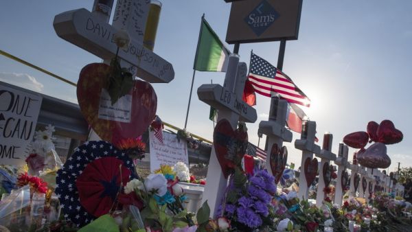Crosses and flowers at a makeshift memorial for victims of Walmart shooting that left a total of 22 people dead at the Cielo Vista Mall WalMart in El Paso, Texas, on August 5, 2019. (AFP/ File Photo)
