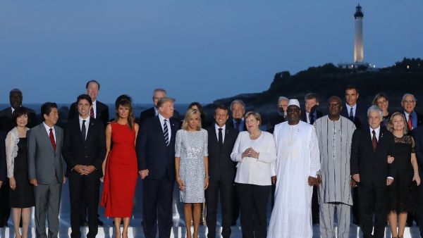 G7 leaders and guests pose for a family picture with the Biarritz lighthouse in the background on the second day of the annual G7 summit in Biarritz, south-west France on August 25, 2019. (AFP/ File Photo)