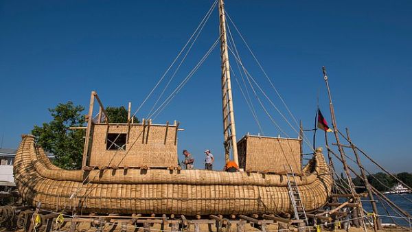 A boat made of reeds will be put to the test by a team of intrepid adventurers when they embark on their 800 mile journey from the Black Sea to Crete in August. (AFP/ File Photo)