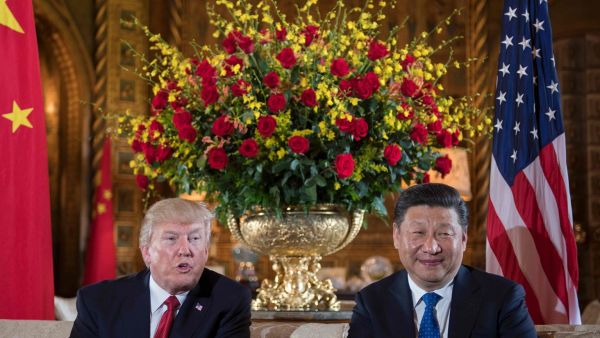 US President Donald Trump with Chinese President Xi Jinping during a bilateral meeting in Florida. (AFP/ File)
