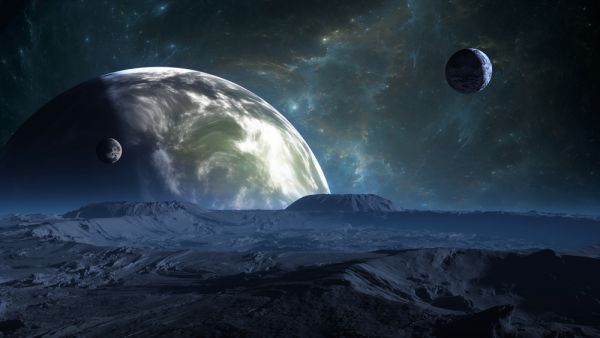 Exoplanet or Extrasolar planet with atmosphere and moon. (Shutterstock/ File Photo) Exoplanet or Extrasolar planet with atmosphere and moon. (Shutterstock/ File Photo)