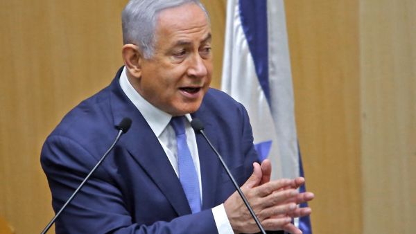 Israeli Prime Minister Benjamin Netanyahu delivers a speech at the Knesset in Jerusalem on Sepember 11, 2019. A rare clash erupted between Netanyahu and Joint List Chairman Odeh on September 11 at the Knesset. (AFP)