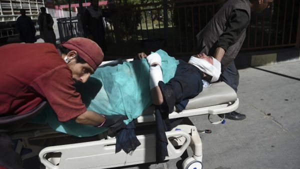 An injured man is brought on a stretcher as he receives treatments at the Wazir Akbar Khan hospital following a blast, in Kabul on September 17, 2019. (AFP/ File Photo)
