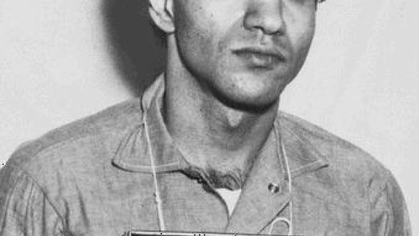 Sirhan Bishara Sirhan was hospitalized Saturday after being stabbed in a California prison. Sirhan, shown in a booking mug, was sentenced to life for killing U.S. Sen. Robert F. Kennedy, D-N.Y., in 1968. (Photo courtesy California Department of Corrections photographic records)