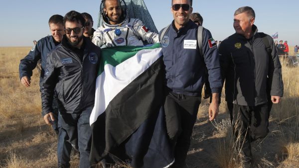. A three-man crew including an Emirati who became the first Arab to reach the International Space Station returned to Earth safely on Thursday and were in good shape, the Russian space agency Roscosmos said.  Dmitri Lovetsky / POOL / AFP