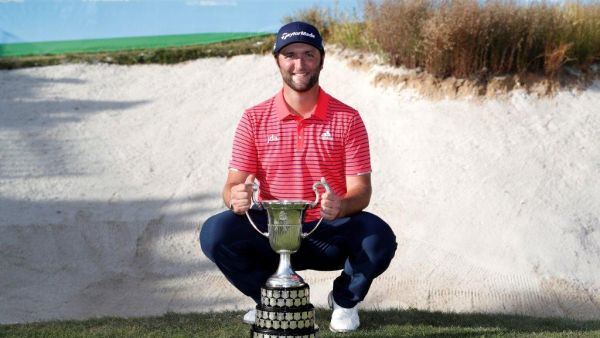 Rahm celebrates with the Mutuactivos Open de España trophy