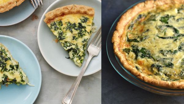 كيش السبانخ بالمشروم وجبن الفيتا