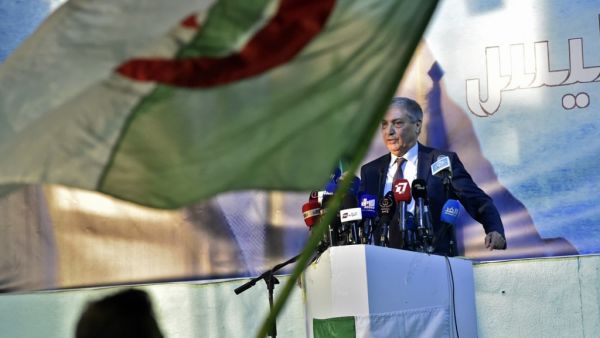 Ali Benflis, former prime minister and presidential candidate, speaks at his campaign event in the town of Blida, 45 kilometres (30 miles) southwest of Algiers, on November 19, 2019. (AFP/ File Photo)