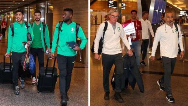 The Saudi team upon arrival at the Hamad International Airport (Photo: Gulf Times)
