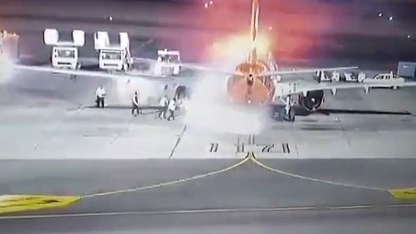 Plane Catches Fire After Landing in Egypt (Twitter)
