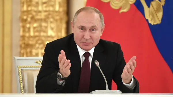Russian President Vladimir Putin gestures during his meeting with business community at the Kremlin in Moscow, on December 25, 2019. Alexander NEMENOV / AFP